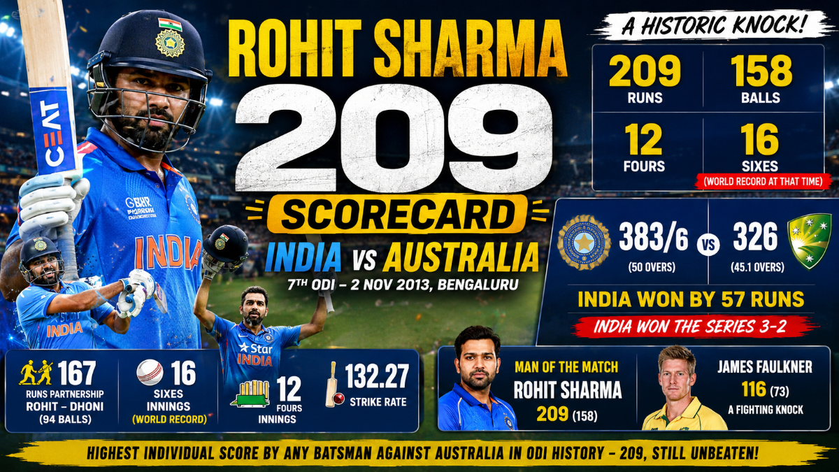 Rohit Sharma 209 Scorecard: The Complete India vs Australia Data Breakdown